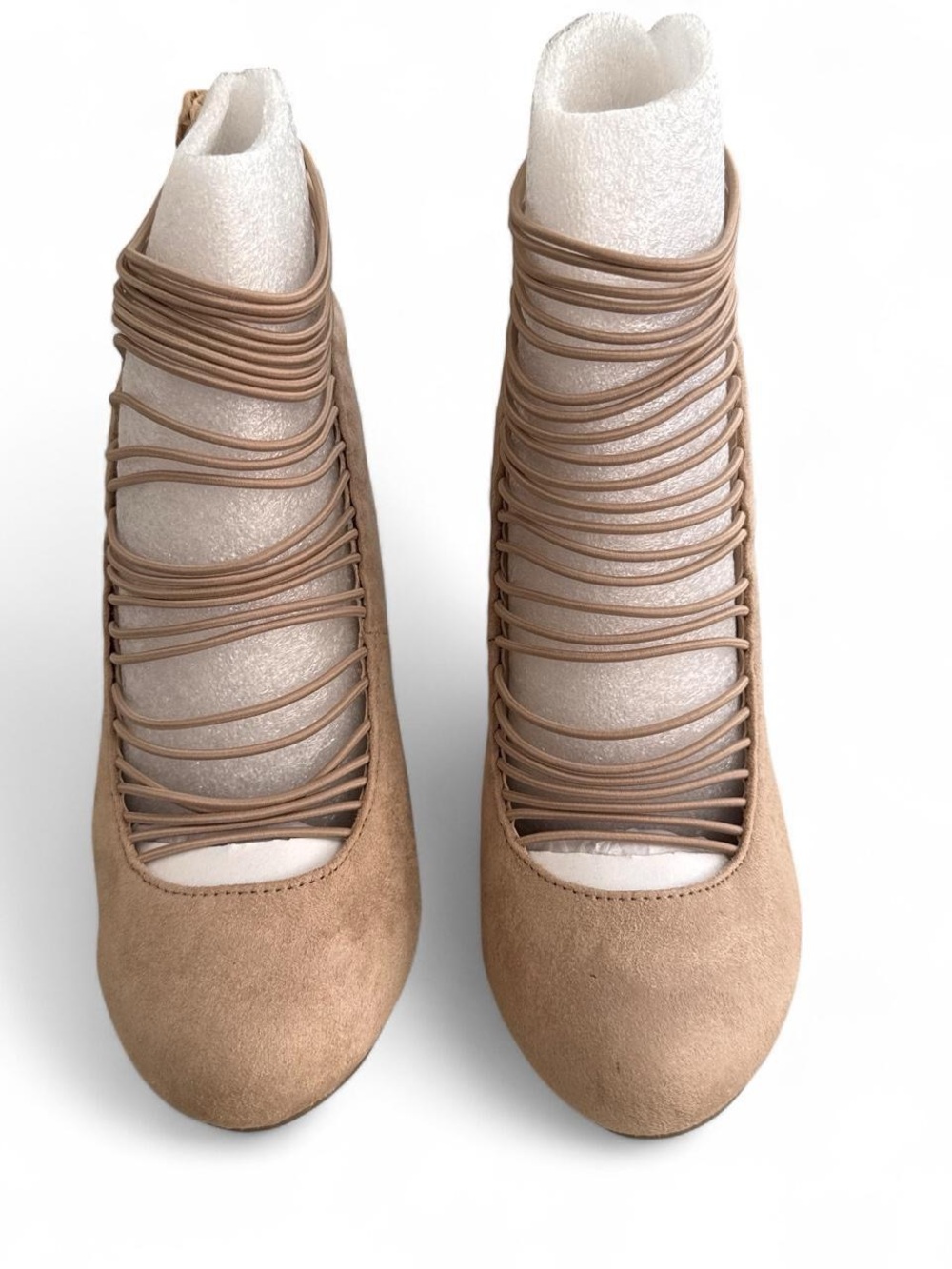 New Nine West Tan Suede Lace-Up Ballet heels